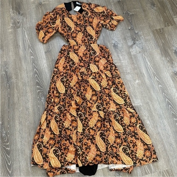 NWT Charlie Holiday X Free People Flores Burnt Paisley Midi Dress. Size 2 (XS). - Picture 9 of 11